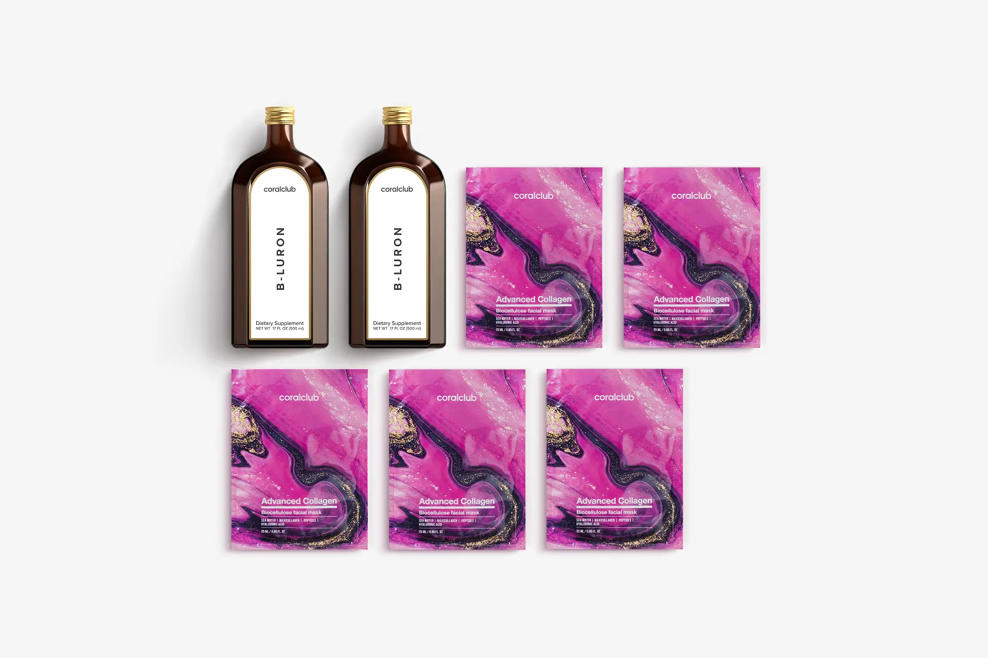 ბი-ლურონი + Advanced Collagen Biocellulose Facial Mask (5 პაკეტი)